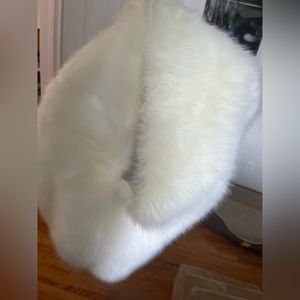 White faux furr throw
